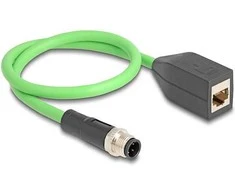 Delock M12 Kabelis D-kodiert 4 Pin Stecker zu RJ45 Buchse PUR (TPU) 0,5 m