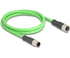 Delock M12 Kabelis D-kodiert 4 Pin Stecker zu Buchse PUR (TPU) 2 m