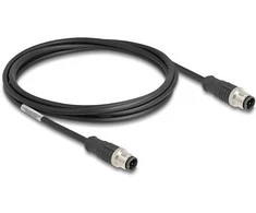 Delock M12 Kabelis D-kodiert 4 Pin Stecker zu Stecker PVC 2 m