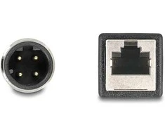 Delock M12 Kabelis D-kodiert 4 Pin Stecker zu RJ45 Buchse PVC 0,5 m