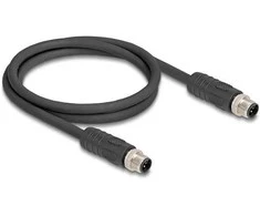 Delock M12 Kabelis L-kodiert 4 Pin Stecker zu Stecker PUR schleppkettentauglich 3 m juodas