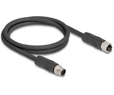 Delock M12 Kabelis L-kodiert 4 Pin Stecker zu Buchse PUR schleppkettentauglich 5 m juodas