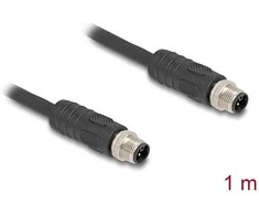Delock M12 Kabelis L-kodiert 4 Pin Stecker zu Stecker PUR schleppkettentauglich 1 m juodas