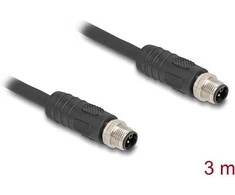 Delock M12 Kabelis L-kodiert 4 Pin Stecker zu Stecker PUR schleppkettentauglich 3 m juodas