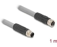 Delock M12 Kabelis L-kodiert 5 Pin Stecker zu Buchse PUR schleppkettentauglich 1 m grau