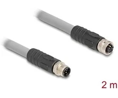 Delock M12 Kabelis L-kodiert 5 Pin Stecker zu Buchse PUR schleppkettentauglich 2 m grau