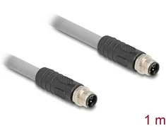 Delock M12 Kabelis L-kodiert 5 Pin Stecker zu Stecker PUR schleppkettentauglich 1 m grau