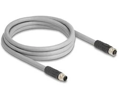 Delock M12 Kabelis L-kodiert 5 Pin Stecker zu Buchse PUR schleppkettentauglich 2 m grau