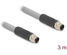 Delock M12 Kabelis L-kodiert 5 Pin Stecker zu Stecker PUR schleppkettentauglich 3 m grau