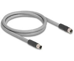 Delock M12 Kabelis L-kodiert 5 Pin Stecker zu Buchse PUR schleppkettentauglich 1 m grau