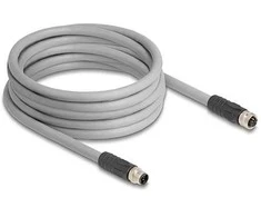 Delock M12 Kabelis L-kodiert 5 Pin Stecker zu Buchse PUR schleppkettentauglich 5 m grau