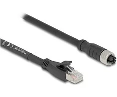 Delock M12 Kabelis X-kodiert 8 Pin Buchse zu RJ45 Stecker Cat.5e S/FTP flexibel 3 m juodas