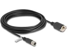 Delock M12 Kabelis X-kodiert 8 Pin Buchse zu RJ45 Buchse zum Einbau Cat.6A S/FTP 5 m juodas