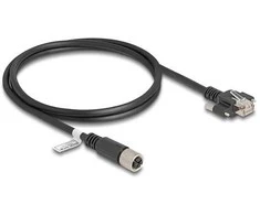 Delock M12 Kabelis X-kodiert 8 Pin Buchse zu RJ45 Stecker mit Schrauben Cat.6A S/FTP 1 m juodas
