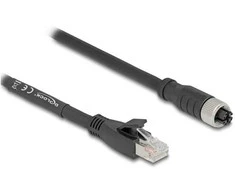 Delock M12 Kabelis X-kodiert 8 Pin Buchse zu RJ45 Stecker Cat.5e S/FTP flexibel 10 m juodas
