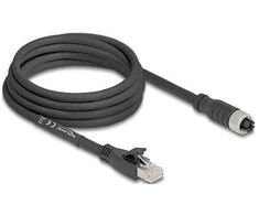 Delock M12 Kabelis X-kodiert 8 Pin Buchse zu RJ45 Stecker Cat.5e S/FTP flexibel 3 m juodas