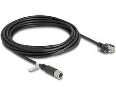Delock M12 Kabelis X-kodiert 8 Pin Buchse zu RJ45 Stecker mit Schrauben Cat.6A S/FTP 5 m juodas