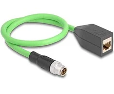 Delock M12 Kabelis X-kodiert 8 Pin Stecker zu RJ45 Buchse PUR (TPU) 0,5 m