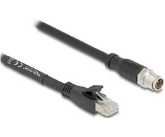 Delock M12 Kabelis X-kodiert 8 Pin Stecker zu RJ45 Stecker Cat.5e S/FTP flexibel 2 m juodas