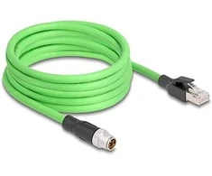 Delock M12 Kabelis X-kodiert 8 Pin Stecker zu RJ45 Stecker PUR (TPU) 5 m