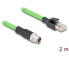 Delock M12 Kabelis X-kodiert 8 Pin Stecker zu RJ45 Stecker PUR (TPU) 2 m