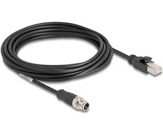 Delock M12 Kabelis X-kodiert 8 Pin Stecker zu RJ45 Stecker PVC 5 m