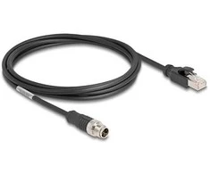 Delock M12 Kabelis X-kodiert 8 Pin Stecker zu RJ45 Stecker PVC 2 m