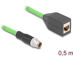 Delock M12 Kabelis X-kodiert 8 Pin Stecker zu RJ45 Buchse PUR (TPU) 0,5 m