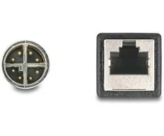 Delock M12 Kabelis X-kodiert 8 Pin Stecker zu RJ45 Buchse PVC 0,5 m