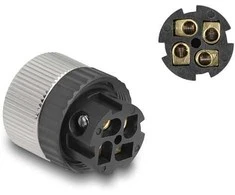 Delock M12 Steckverbinder A-kodiert 4 Pin Buchse zur Montage mit Schraubanschluss