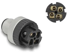 Delock M12 Steckverbinder A-kodiert 4 Pin Stecker zur Montage mit Schraubanschluss