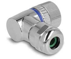 Delock M12 Steckverbinder A-kodiert 4 Pin Buchse zur Montage mit Schraubanschluss 90° gewinkelt Metall