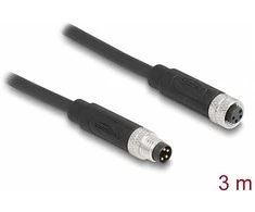 Delock M8 4 Pin Kabelis A-kodiert Stecker zu Buchse PUR (TPU) 3 m
