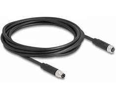 Delock M8 A-kodiert 3 Pin Kabelis Stecker zu Buchse PUR (TPU) 3 m