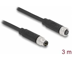 Delock M8 A-kodiert 3 Pin Kabelis Stecker zu Buchse PUR (TPU) 3 m
