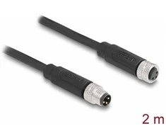 Delock M8 A-kodiert 3 Pin Kabelis Stecker zu Buchse PUR (TPU) 2 m