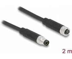 Delock M8 A-kodiert 4 Pin Kabelis Stecker zu Buchse PUR (TPU) 2 m