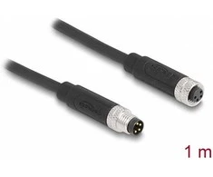 Delock M8 A-kodiert 4 Pin Kabelis Stecker zu Buchse PUR (TPU) 1 m