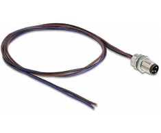 Delock M8 Einbaukabel A-kodiert 3 Pin Stecker für Panel mit offenen Kabeln Front Montage 0,5 m