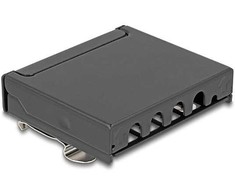 Delock Mini Desktop Patchpanel RJ45 Buchse 4 Port Cat.6A geschirmt juodas - zur Montage an Tisch, Wand oder Hutschiene