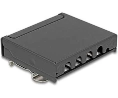 Delock Mini Desktop Patchpanel RJ45 Buchse 4 Port Cat.6A geschirmt juodas - zur Montage an Tisch, Wand oder Hutschiene