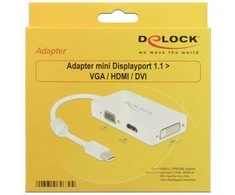 DELOCK Adapteris mini Displayport 1.1 male > VGA / HDMI / DVI moteriškas Pasyvus baltas