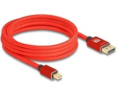 Delock Mini DisplayPort zu DisplayPort Kabelis 8K 60 Hz 3 m raudona Metall be Einrastfunktion
