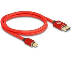 Delock Mini DisplayPort zu DisplayPort Kabelis 8K 60 Hz 1 m raudona Metall be Einrastfunktion