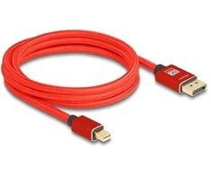 Delock Mini DisplayPort zu DisplayPort Kabelis 8K 60 Hz 2 m raudona Metall be Einrastfunktion