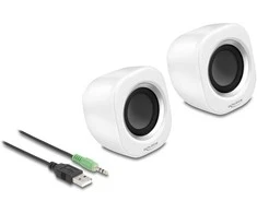 Kompiuterio kolonėlės Delock Mini Stereo PC kolonėlė mit 3,5 mm Klinkenstecker und USB Stromversorgung wei