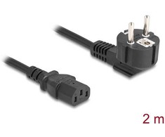 Delock Netzkabel PC Schutzkontaktstecker CEE 7/7 90° gewinkelt auf C13 Buchse, 2 m, 3 x 1,00 mm² juodas