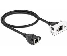 Delock Netzwerk Verlängerungskabel für Easy 45 Modul S/FTP RJ45 Buchse zu RJ45 Buchse Cat.6A 50 cm juodas / baltas