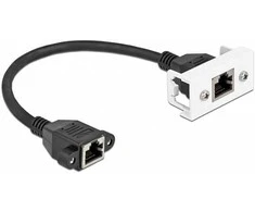 Delock Netzwerk Verlängerungskabel für Easy 45 Modul S/FTP RJ45 Buchse zu RJ45 Buchse Cat.6A 25 cm juodas / baltas