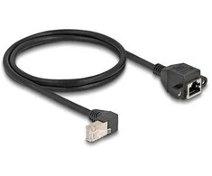 Delock Netzwerk Verlängerungskabel S/FTP Stecker RJ45 Stecker 90° gewinkelt zu RJ45 Einbaubuchse Cat.6A 1 m juodas